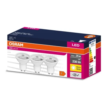 KÉSZLET 3x LED Izzó PAR16 GU10/2,8W/230V 2700K 120° - Osram