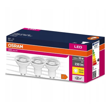 KÉSZLET 3x LED Izzó PAR16 GU10/2,8W/230V 2700K 60° - Osram