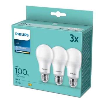 KÉSZLET 3x LED Izzó Philips A67 E27/13W/230V 6500K