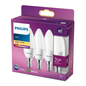 KÉSZLET 3x LED Izzó Philips B35 E14/4W/230V 2700K