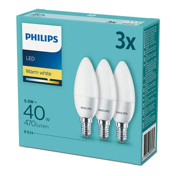 KÉSZLET 3x LED Izzó Philips E14/5,5W/230V 2700K