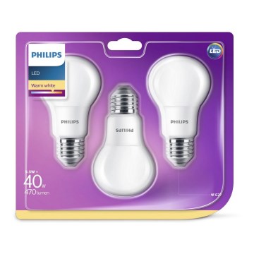 KÉSZLET 3x LED Izzó Philips E27/5,5W/230V 2700K