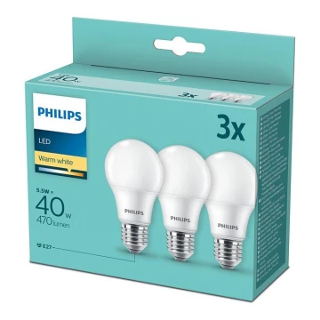 KÉSZLET 3x LED Izzó Philips E27/5,5W/230V 2700K