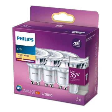 KÉSZLET 3x LED Izzó Philips GU10/3,5W/230V 2700K