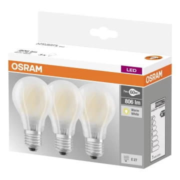 KÉSZLET 3x LED Izzó VINTAGE E27/7W/230V 2700K - Osram