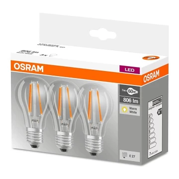 KÉSZLET 3x LED Izzó VINTAGE E27/7W/230V 2700K - Osram