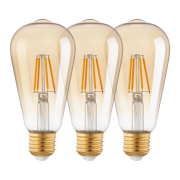 KÉSZLET 3x LED Izzó VINTAGE ST64 E27/4W/230V 2200K - Eglo 12851