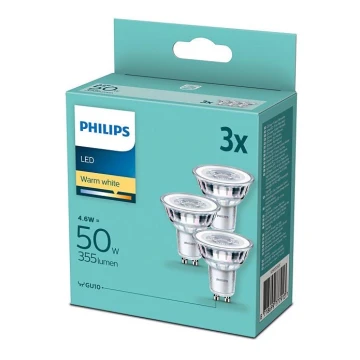 KÉSZLET 3xLED Izzó Philips GU10/4,6W/230V 2700K