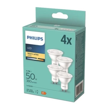 KÉSZLET 4x LED Izzó Philips GU10/4,7W/230V 2700K