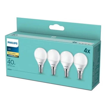 KÉSZLET 4x LED Izzó Philips P45 E14/5,5W/230V 2700K