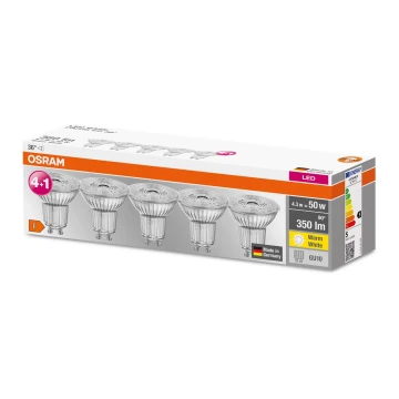 KÉSZLET 5x LED Izzó PAR16 GU10/4,3W/230V 2700K 36° - Osram