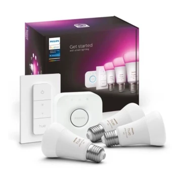 Kezdőkészlet Philips Hue WHITE AND COLOR AMBIANCE 3xE27/9W 2000-6500K + összekötő eszköz