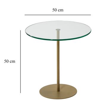 Kisasztal CHILL 50x50 cm arany/átlátszó