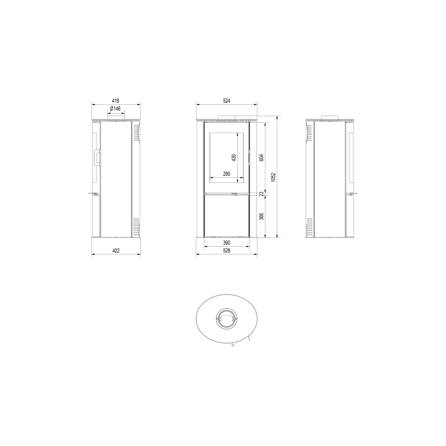 Kratki - Acél kandalló 8kW 150mm