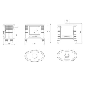 Kratki - Öntöttvas kandalló 9kW 130 mm