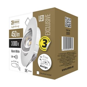 LED Beépíthető lámpa EXCLUSIVE 1xLED/5W/230V 3000 K fehér