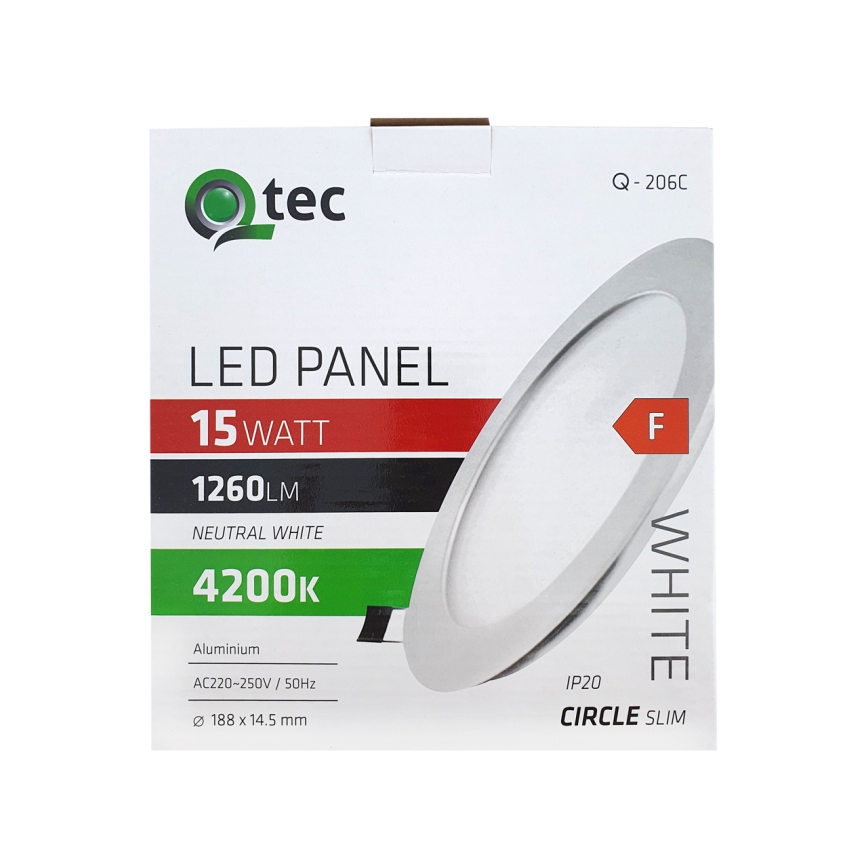 LED Beépíthető lámpa QTEC LED/15W/230V 4200K átm. 18,8 cm