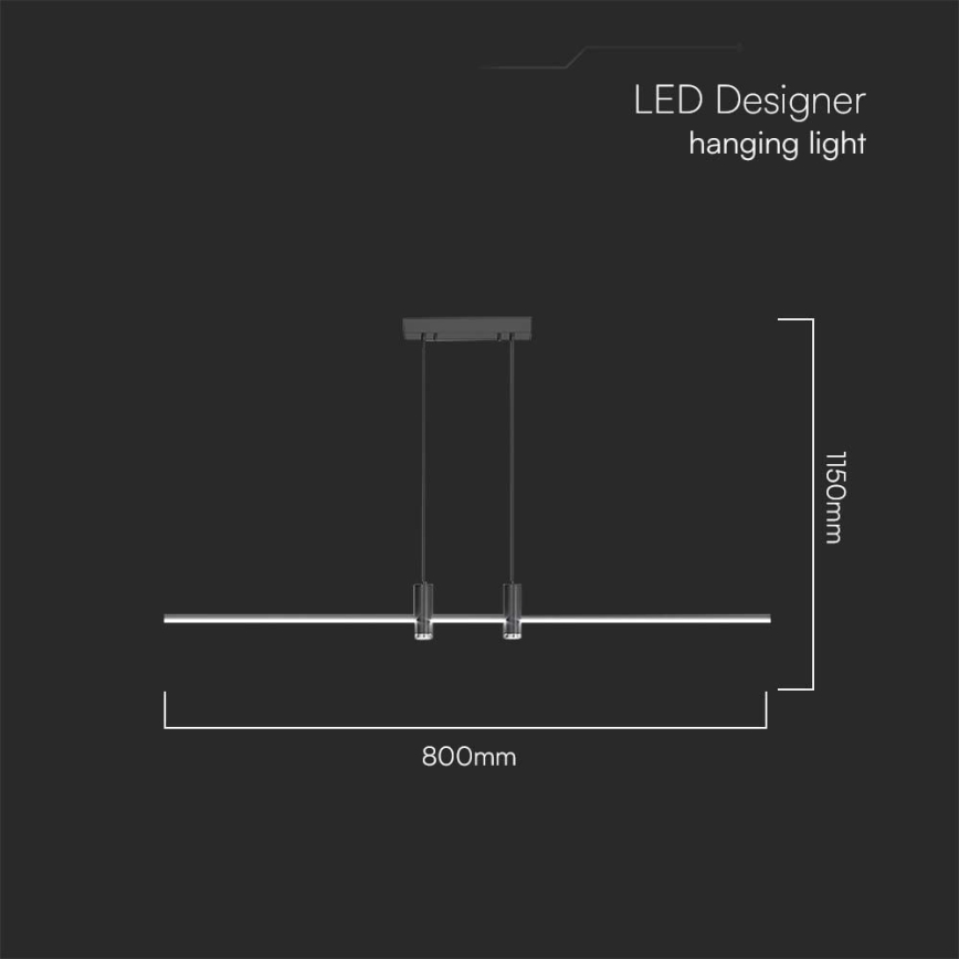 LED Csillár zsinóron LED/19W/230V 3000K fekete