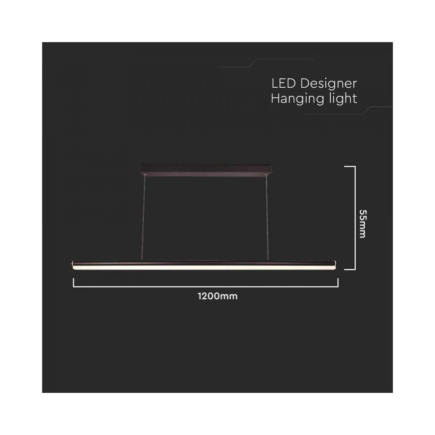 LED Csillár zsinóron LED/23W/230V 4000K 120 cm fekete