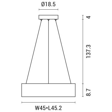 LED Csillár zsinóron LED/30W/230V 3000K 45x45 cm fehér
