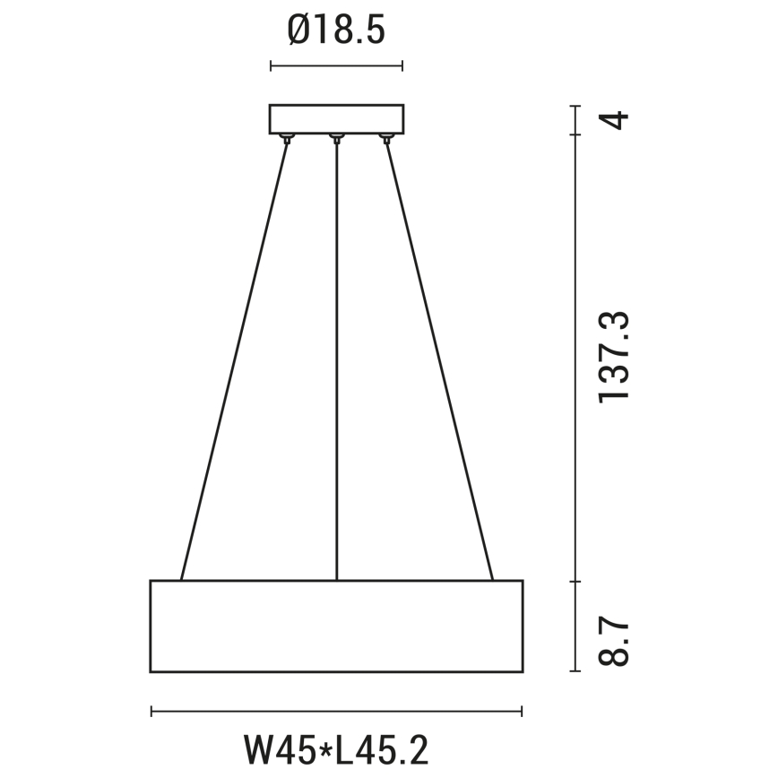 LED Csillár zsinóron LED/30W/230V 3000K 45x45 cm fehér