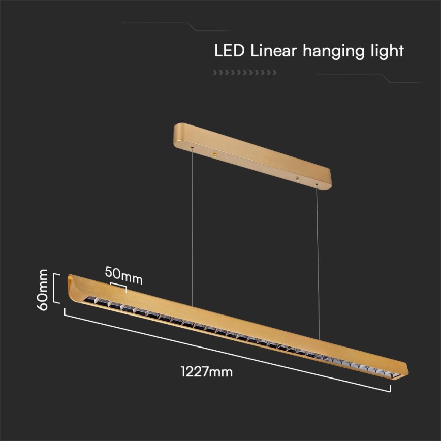 LED Csillár zsinóron LED/36W/230V 3000/4000/6400K arany