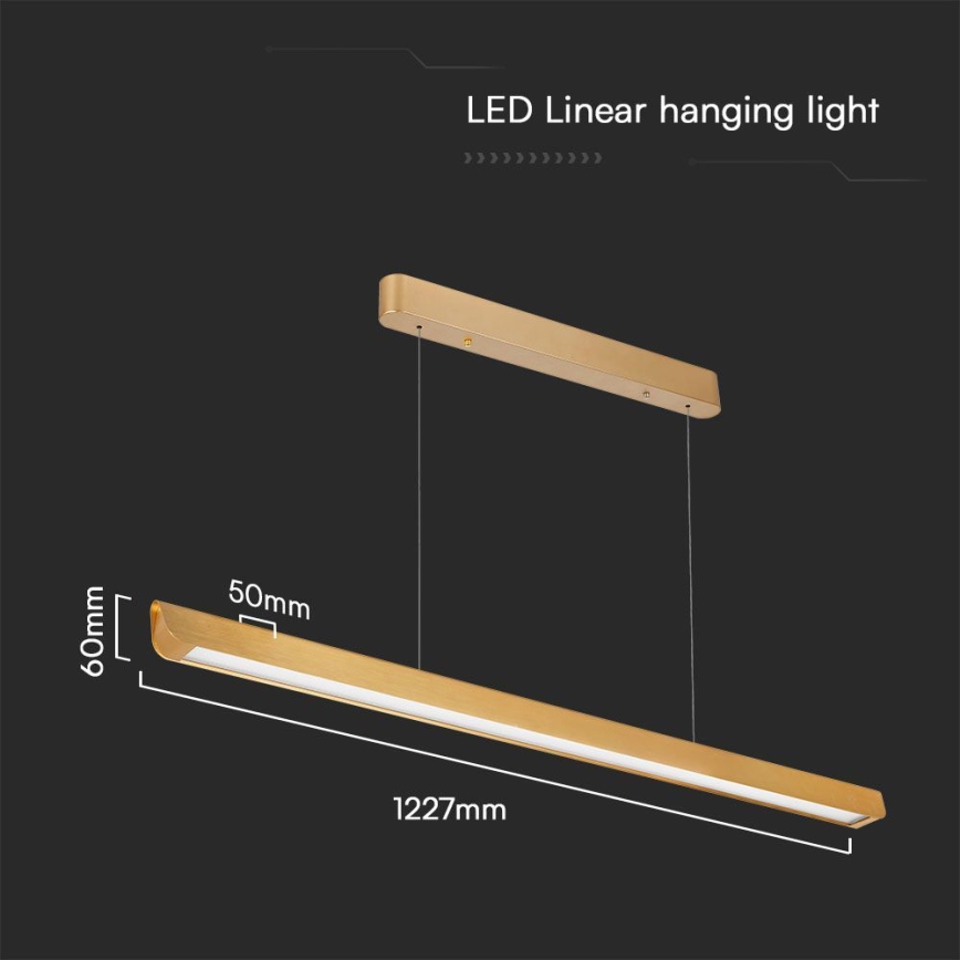 LED Csillár zsinóron LED/36W/230V 3000/4000/6400K arany