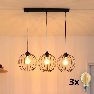 LED Csillár zsinóron MERCURE 3xE27/60W/230V