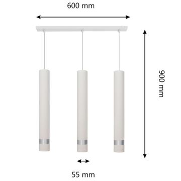 LED Csillár zsinóron TUBA 3xGU10/6,5W/230V fehér/matt króm