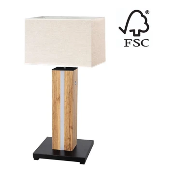 LED Dimmelhető asztali lámpa FLAME 1xE27/40W+ LED/4,6W/230V 56,5 cm tölgy – FSC igazolt