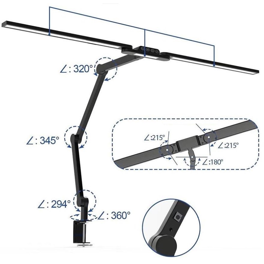 LED Dimmelhető érintős flexible asztali lámpa LED/24W/230V 3000-6500K CRI 92 fekete