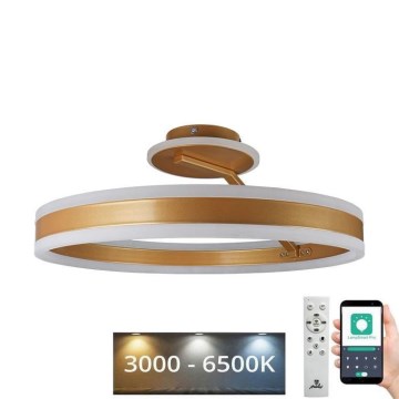 LED Dimmelhető felületre szerelhető csillár LED/86W/230V 3000-6500K arany + távirányítás