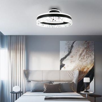 LED Dimmelhető felületre szerelhető csillár LED/86W/230V 3000-6500K fekete + távirányítás
