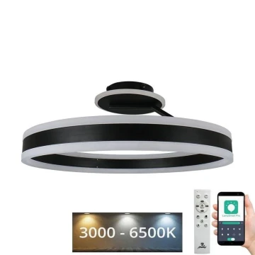 LED Dimmelhető felületre szerelhető csillár LED/86W/230V 3000-6500K fekete + távirányítás