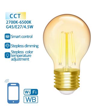 LED Dimmelhető izzó FILAMENT G45 E27/4,5W/230V 2700-6500K Wi-Fi - Aigostar