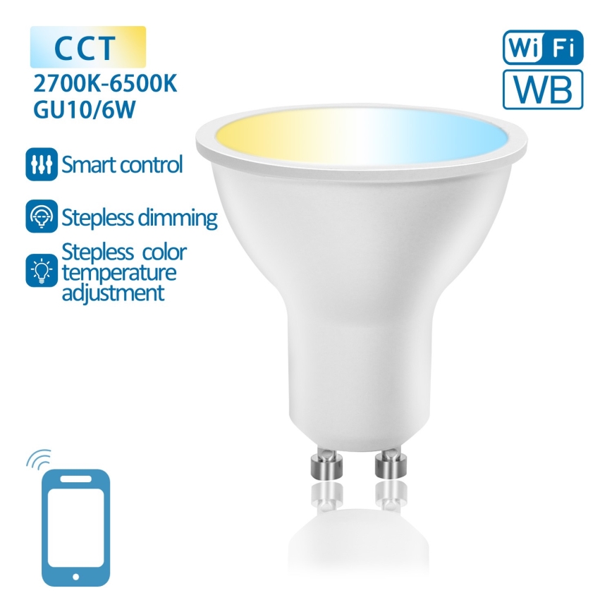 LED Dimmelhető izzó GU10/6W/230V 2700-6500K Wi-Fi - Aigostar