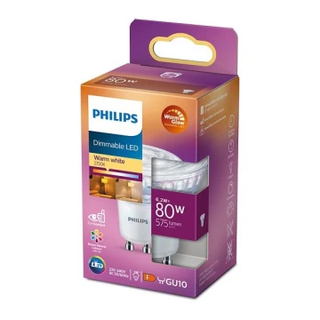 LED Dimmelhető izzó Philips Warm Glow GU10/6,2W/230V 2200-2700K CRI 90