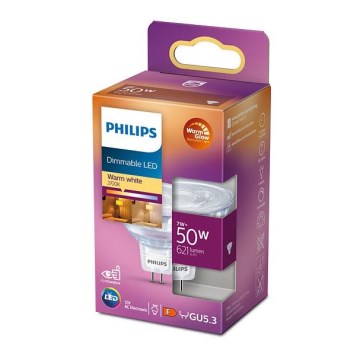 LED Dimmelhető izzó Philips Warm Glow GU5,3/7W/12V 2200-2700K CRI 90