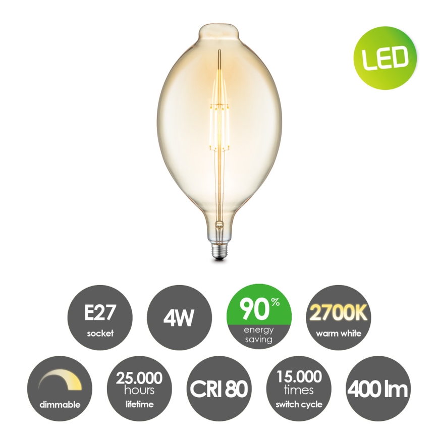 LED Dimmelhető izzó VINTAGE EDISON E27/4W/230V 2700K