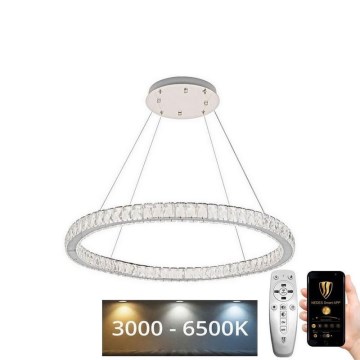 LED Dimmelhető kristály csillár zsinóron LED/100W/230V 3000-6500K ezüst + távirányítás
