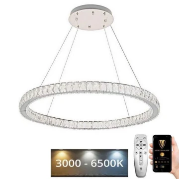 LED Dimmelhető kristály csillár zsinóron LED/100W/230V 3000-6500K ezüst + távirányítás