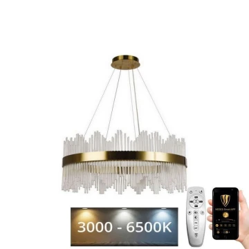 LED Dimmelhető kristály csillár zsinóron LED/110W/230V 3000-6500K arany + távirányítás
