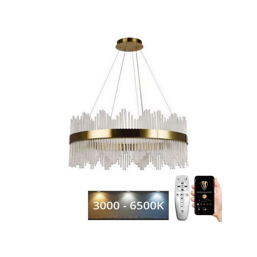 LED Dimmelhető kristály csillár zsinóron LED/110W/230V 3000-6500K arany + távirányítás