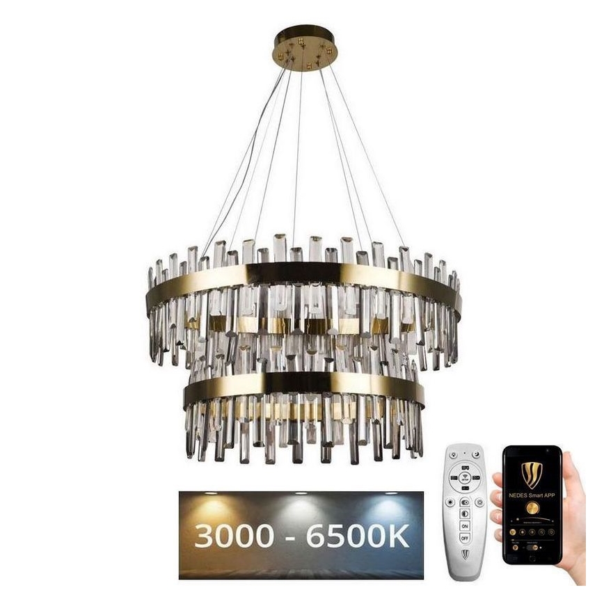 LED Dimmelhető kristály csillár zsinóron LED/190W/230V 3000-6500K + távirányítás