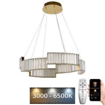 LED Dimmelhető kristály csillár zsinóron LED/40W/230V 3000-6500K arany + távirányítás