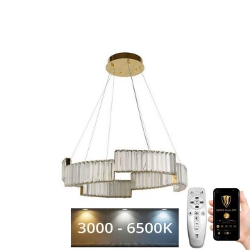 LED Dimmelhető kristály csillár zsinóron LED/40W/230V 3000-6500K arany + távirányítás