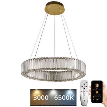 LED Dimmelhető kristály csillár zsinóron LED/40W/230V 3000-6500K króm/arany + távirányítás