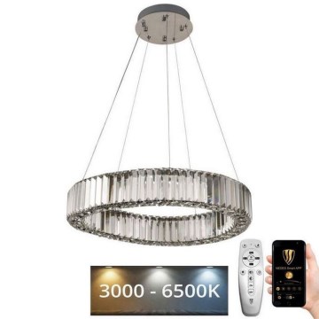 LED Dimmelhető kristály csillár zsinóron LED/40W/230V 3000-6500K króm + távirányítás