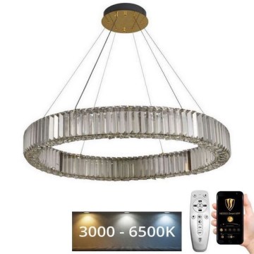 LED Dimmelhető kristály csillár zsinóron LED/50W/230V 3000-6500K króm/arany + távirányítás