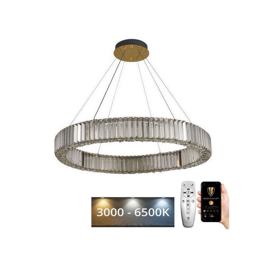 LED Dimmelhető kristály csillár zsinóron LED/50W/230V 3000-6500K króm/arany + távirányítás